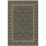 10' X 13' Navy Blue Green Red Ivory And Yellow Oriental Power Loom Stain Resistant Area Rug - Homeroots - Flyclothing LLC