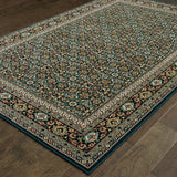 10' X 13' Navy Blue Green Red Ivory And Yellow Oriental Power Loom Stain Resistant Area Rug - Homeroots - Flyclothing LLC