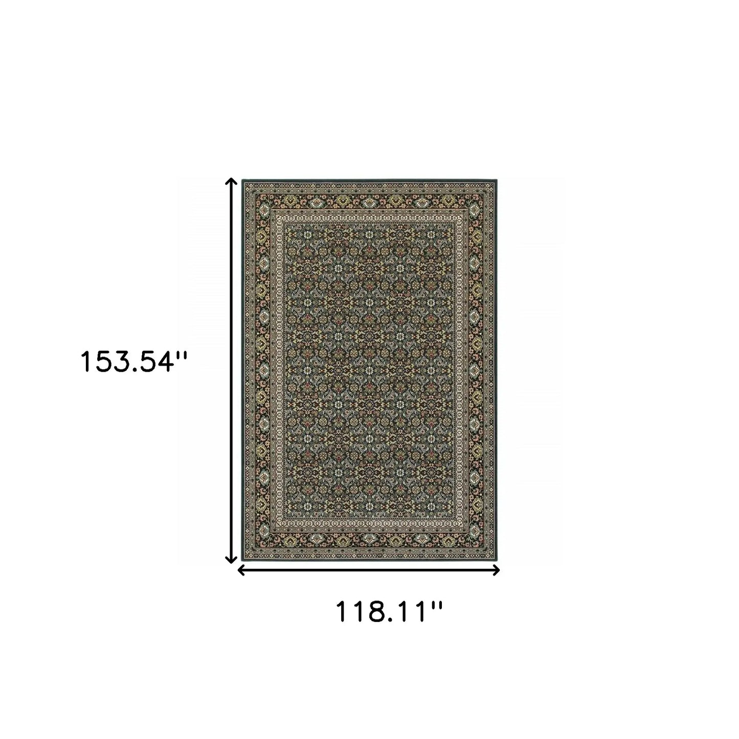 10' X 13' Navy Blue Green Red Ivory And Yellow Oriental Power Loom Stain Resistant Area Rug - Homeroots - Flyclothing LLC