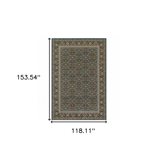10' X 13' Navy Blue Green Red Ivory And Yellow Oriental Power Loom Stain Resistant Area Rug - Homeroots - Flyclothing LLC