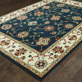 2' X 4' Navy And Ivory Oriental Power Loom Stain Resistant Area Rug - Homeroots - Flyclothing LLC
