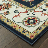 2' X 8' Navy And Ivory Oriental Power Loom Stain Resistant Runner Rug - Homeroots - Flyclothing LLC