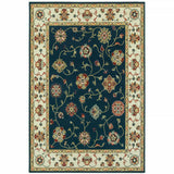 4' X 6' Navy And Ivory Oriental Power Loom Stain Resistant Area Rug - Homeroots - Flyclothing LLC