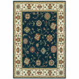 4' X 6' Navy And Ivory Oriental Power Loom Stain Resistant Area Rug - Homeroots - Flyclothing LLC