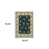4' X 6' Navy And Ivory Oriental Power Loom Stain Resistant Area Rug - Homeroots - Flyclothing LLC