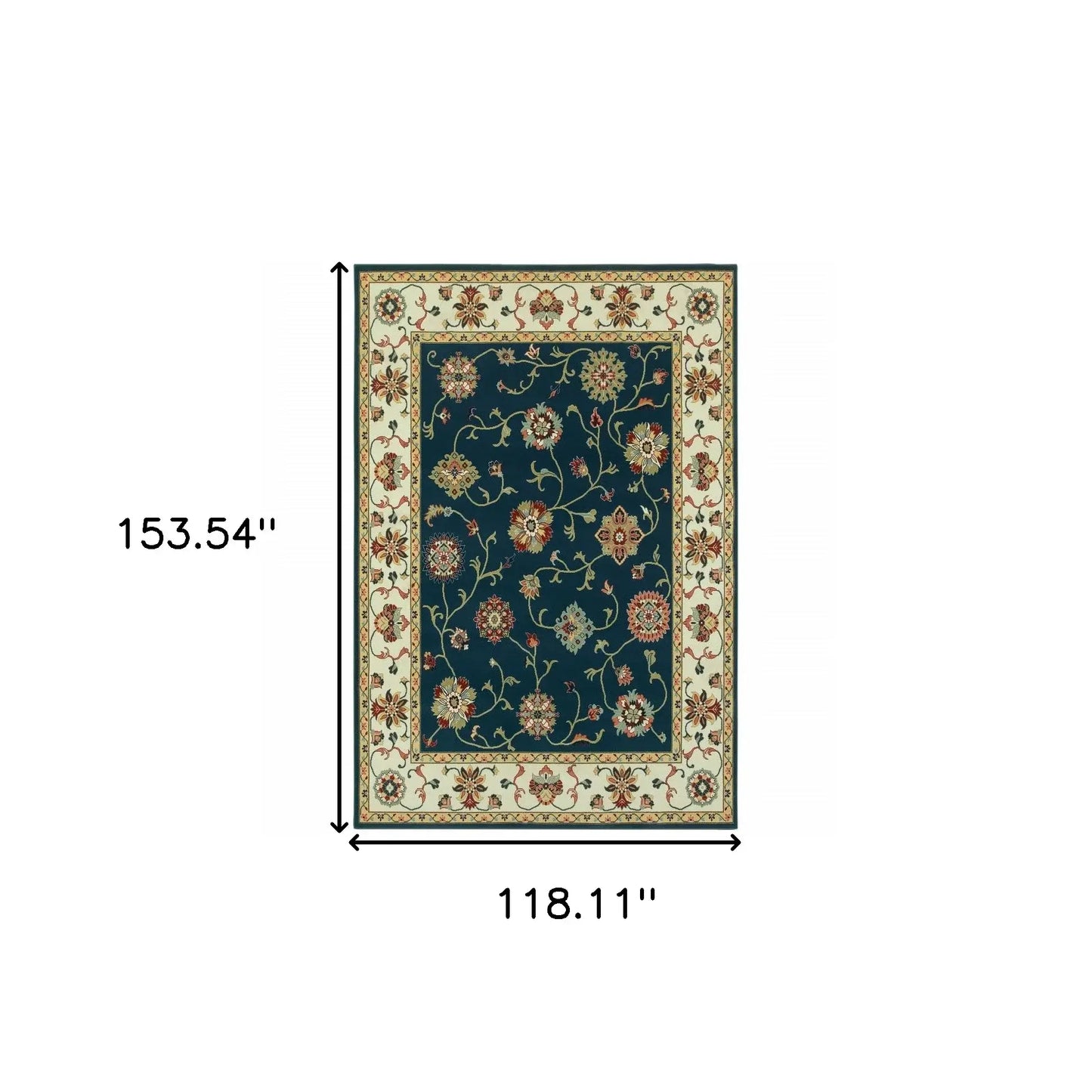 10' X 13' Navy And Ivory Oriental Power Loom Stain Resistant Area Rug - Homeroots - Flyclothing LLC
