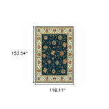 10' X 13' Navy And Ivory Oriental Power Loom Stain Resistant Area Rug - Homeroots - Flyclothing LLC
