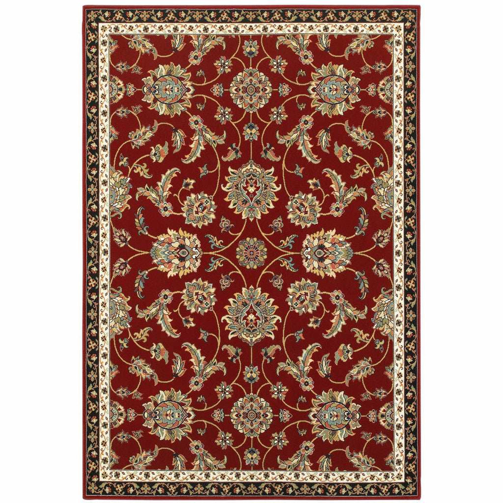 4' X 6' Red Black Blue Ivory Green And Salmon Oriental Power Loom Stain Resistant Area Rug - Homeroots - Flyclothing LLC
