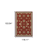 10' X 13' Red Black Blue Ivory Green And Salmon Oriental Power Loom Stain Resistant Area Rug - Homeroots - Flyclothing LLC