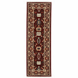 2' X 6' Red Black Ivory And Brown Oriental Power Loom Stain Resistant Runner Rug With Fringe - Homeroots
