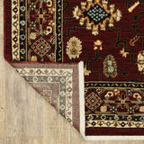 2' X 6' Red Black Ivory And Brown Oriental Power Loom Stain Resistant Runner Rug With Fringe - Homeroots - Flyclothing LLC