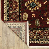 2' X 6' Red Black Ivory And Brown Oriental Power Loom Stain Resistant Runner Rug With Fringe - Homeroots - Flyclothing LLC