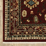 2' X 6' Red Black Ivory And Brown Oriental Power Loom Stain Resistant Runner Rug With Fringe - Homeroots - Flyclothing LLC