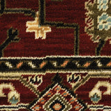 3' X 5' Red Black Ivory And Brown Oriental Power Loom Stain Resistant Area Rug With Fringe - Homeroots - Flyclothing LLC