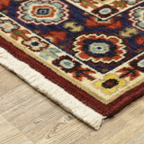 2' X 3' Red Ivory Blue And Orange Oriental Power Loom Stain Resistant Area Rug With Fringe - Homeroots - Flyclothing LLC