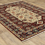 2' X 3' Red Ivory Blue And Orange Oriental Power Loom Stain Resistant Area Rug With Fringe - Homeroots - Flyclothing LLC