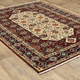 2' X 3' Red Ivory Blue And Orange Oriental Power Loom Stain Resistant Area Rug With Fringe - Homeroots - Flyclothing LLC