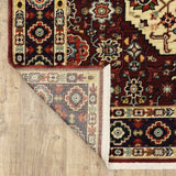 2' X 3' Red Ivory Blue And Orange Oriental Power Loom Stain Resistant Area Rug With Fringe - Homeroots - Flyclothing LLC