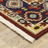 2' X 6' Red Ivory Blue And Orange Oriental Power Loom Stain Resistant Runner Rug With Fringe - Homeroots - Flyclothing LLC