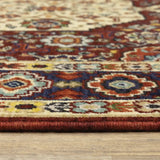 2' X 6' Red Ivory Blue And Orange Oriental Power Loom Stain Resistant Runner Rug With Fringe - Homeroots - Flyclothing LLC