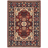 2' X 3' Red Blue Orange And Beige Oriental Power Loom Stain Resistant Area Rug With Fringe - Homeroots - Flyclothing LLC