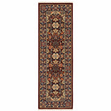 6' Blue and Red Oriental Power Loom Runner Rug - Homeroots - Flyclothing LLC