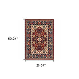 3' X 5' Blue and Red Oriental Power Loom Area Rug - Homeroots - Flyclothing LLC
