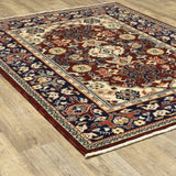 10' X 13' Red Blue Orange And Beige Oriental Power Loom Stain Resistant Area Rug With Fringe - Homeroots - Flyclothing LLC