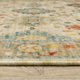 2' X 6' Beige Pale Blue Rust Gold Tan Brown And Orange Oriental Power Loom Stain Resistant Runner Rug With Fringe - Homeroots - Flyclothing LLC