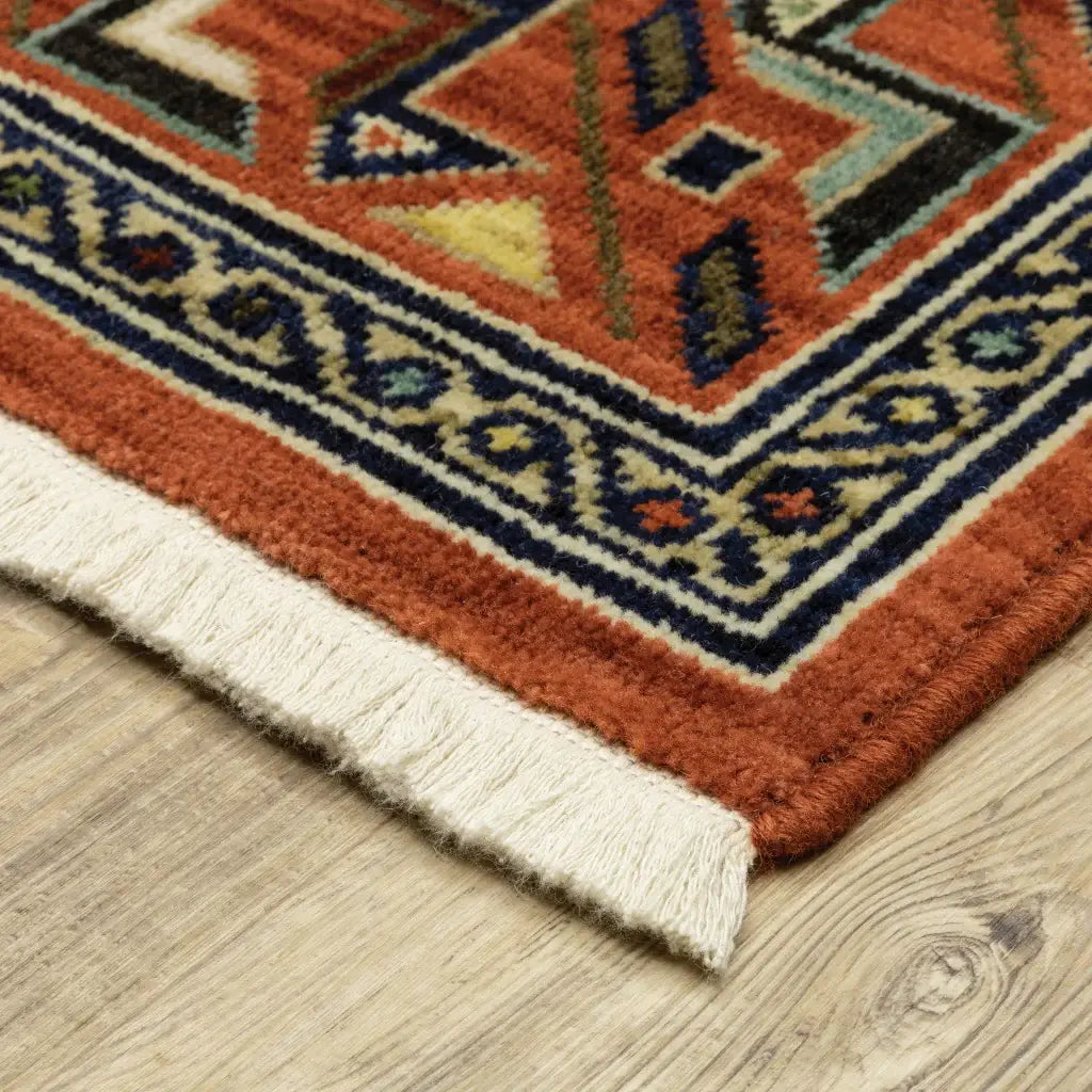 2' X 3' Blue and Red Oriental Power Loom Area Rug - Homeroots - Flyclothing LLC
