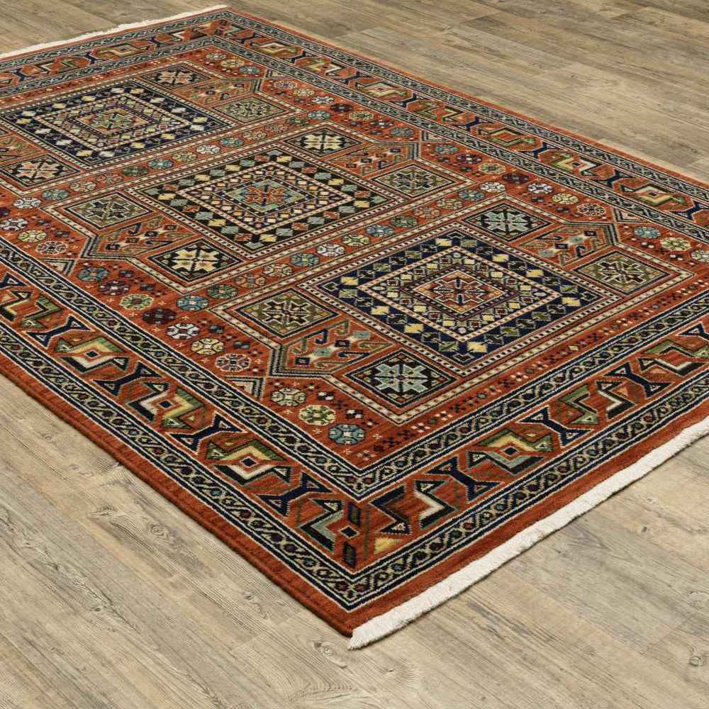 2' X 3' Blue and Red Oriental Power Loom Area Rug - Homeroots - Flyclothing LLC