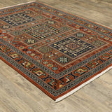 2' X 3' Blue and Red Oriental Power Loom Area Rug - Homeroots - Flyclothing LLC