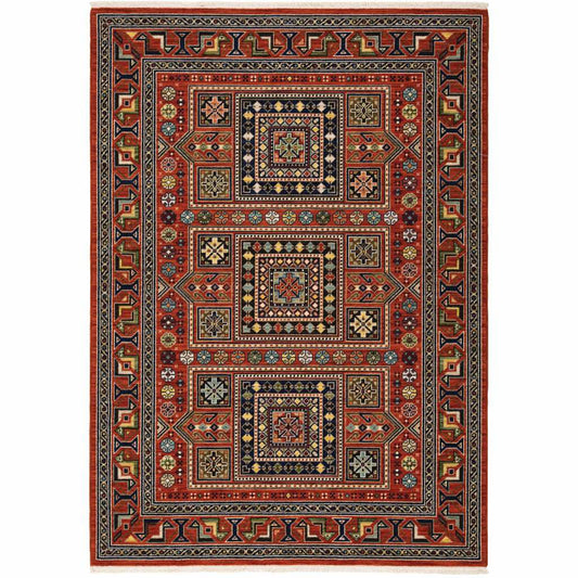3' X 5' Red Black and White Oriental Power Loom Area Rug - Homeroots - Flyclothing LLC
