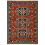 10' X 13' Red Blue Beige And Green Oriental Power Loom Stain Resistant Area Rug With Fringe - Homeroots - Flyclothing LLC