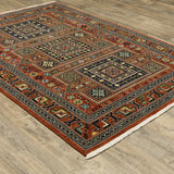 10' X 13' Red Blue Beige And Green Oriental Power Loom Stain Resistant Area Rug With Fringe - Homeroots - Flyclothing LLC