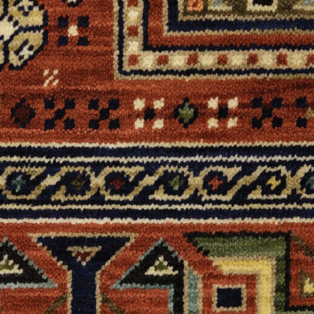 10' X 13' Red Blue Beige And Green Oriental Power Loom Stain Resistant Area Rug With Fringe - Homeroots - Flyclothing LLC