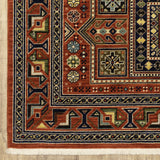 10' X 13' Red Blue Beige And Green Oriental Power Loom Stain Resistant Area Rug With Fringe - Homeroots