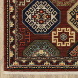 2' X 3' Red Blue Brown And Beige Oriental Power Loom Stain Resistant Area Rug With Fringe - Homeroots - Flyclothing LLC