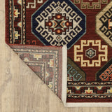 2' X 6' Red Blue Brown And Beige Oriental Power Loom Stain Resistant Runner Rug With Fringe - Homeroots - Flyclothing LLC