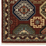8' X 11' Red Blue Brown And Beige Oriental Power Loom Stain Resistant Area Rug With Fringe - Homeroots - Flyclothing LLC