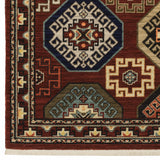 10' X 13' Red Blue Brown And Beige Oriental Power Loom Stain Resistant Area Rug With Fringe - Homeroots