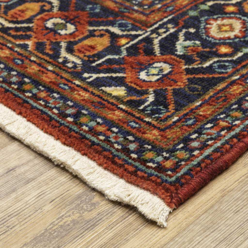 2' X 6' Red Blue Ivory And Orange Oriental Power Loom Stain Resistant Runner Rug With Fringe - Homeroots - Flyclothing LLC