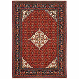 3' X 5' Red Blue Ivory And Orange Oriental Power Loom Stain Resistant Area Rug With Fringe - Homeroots - Flyclothing LLC