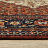 3' X 5' Red Blue Ivory And Orange Oriental Power Loom Stain Resistant Area Rug With Fringe - Homeroots - Flyclothing LLC