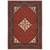 6' X 9' Red Blue Ivory And Orange Oriental Power Loom Stain Resistant Area Rug With Fringe - Homeroots