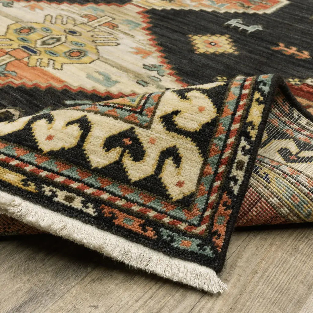 2' X 6' Navy Blue Oriental Power Loom Runner Rug With Fringe - Homeroots - Flyclothing LLC