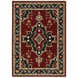 2' X 3' Red and Black Medallion Power Loom Area Rug - Homeroots