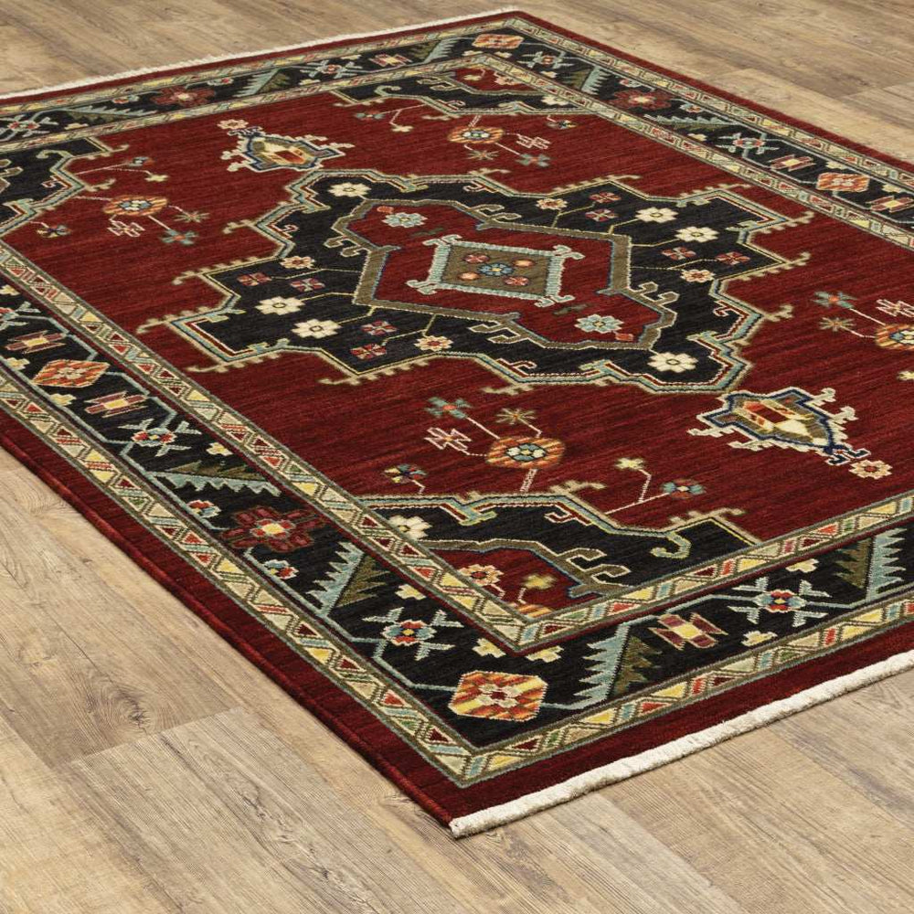 2' X 3' Red and Black Medallion Power Loom Area Rug - Homeroots - Flyclothing LLC