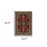 3' X 5' Red and Black Oriental Power Loom Area Rug - Homeroots - Flyclothing LLC