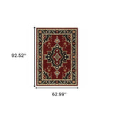 5' X 8' Red and Black Oriental Power Loom Area Rug - Homeroots - Flyclothing LLC